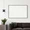 Mock up poster frame in home interior background, Modern style living room