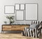 Mock up poster frame in home interior, Scandinavian style