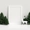 Mock Up Poster Frame Interior Scandinavian Christmas Winter Decoration