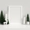 Mock Up Poster Frame Interior Scandinavian Christmas Winter Decoration