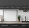 Mock up poster frame in kitchen interior background, Ethnic style