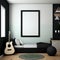 Mock up poster frame in modern interior background, living room, 3D render, 3D illustration, ai generative