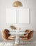 Mock up poster frame in modern interior background, living room, Scandinavian style, 3D render