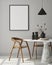 Mock up poster frame in modern interior background, living room, Scandinavian style, 3D render