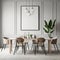 Mock up poster frame in white scandinavian dining room