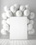 Mock up poster in interior background with white balloons,