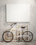 Mock up poster in loft interior with bicycle, background