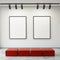 Mock up posters frames and canvas in gallery interior background,