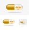 Mock up Realistic Transparent Pill Vitamin Omega3 Medicine Capsule Panel on White Background Vector Illustration. Tablets Medical