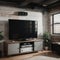 mock up tv screen with vintage hipster loft interior background,