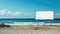 Mock up white outdoor advertising poster on the beach