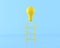 Mock up of yellow ladder with light bulb on blue background, knowledge concept,minimal style, 3D rendering