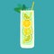 Mocktail with lime and lemon. Vector illustration with beverage citrus tropical cocktail