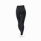 Mockup of black women`s leggings with straight beautiful legs, pants 3D rendering, isolated on background, back view
