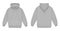 Mockup blank flat grey hoodie. Hoodie sweatshirt with long sleeve template for branding. Hoody front and back top view