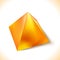 Mockup of blank glossy golden or yellow pyramid, polyhedron 3d. Icon abstract symbol. Template vector illustration for design and