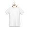 Mockup Blank Mens Or Unisex Cotton T-Shirt. Front View. Illustration Isolated On White Background. Mock Up Template