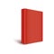 Mockup of blank red cover book stands by turning spine to front realistic style