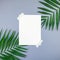 Mockup blank white postcard tropical palm leaves