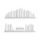 Mockup of bookshelf with blank white books on wall. Realistic stack of paper books. Vector illustration isolated on white