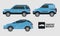Mockup cars color blue isolated icons