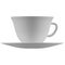Mockup of a ceramic cup with a saucer for tea view profile 3d rendering