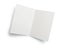 Mockup close up of stack of white papers open letter isolated clipping mask on white background with path, top view