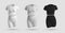 Mockup crop top, cycling shorts, compression suit 3D rendering in white, black, gray heather, isolated on background