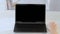 mockup display video conference hand laptop black