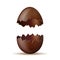 Mockup of Easter chocolate egg bisected to halves.