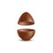 Mockup of Easter chocolate egg halves realistic vector illustration isolated.