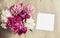 Mockup With Elegant Peony Bouquet And A Square Card