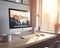 Mockup empty iMac 24 on a table in an home office