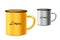 Mockup of enamel mug photorealistic realistic vector illustration isolated.