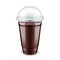 Mockup Filled Disposable Plastic Cup With Lid. Coffee, Java, Tea, Cappuccino, Chocolate, Cola Fresh Juice. Transparent