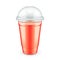 Mockup Filled Disposable Plastic Cup With Lid. Tomato, Strawberries, Raspberries or Cherry Fresh Drink Juice