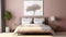Mockup frame in cozy beige bedroom interior background