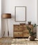 Mockup frame in farmhouse living room interior