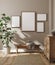 Mockup frame in farmhouse living room interior