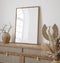 Mockup frame in farmhouse living room interior