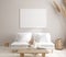 Mockup frame in interior background, room in light pastel colors, Scandi-Boho style