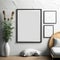 Mockup of Gallery Wall in a Cozy Living Room Interior with Multiple Frames