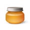 Mockup Glass Jar Of Honey, Jam, Jelly Yellow . Organic Baby Food Puree. Illustration Isolated On White Background. Mock