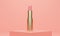 Mockup gold lipstick on coral podium. 3d rendering