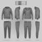 Mockup of the grey sportswear hoodie and trousers in four dimensions