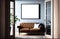 Mockup horizontal frame living room home interior elegant furnishing, couch and cushion. Generative AI 3D