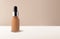Mockup liquid tonal foundation makeup cream in glass jar with dropper mockup 3d vector realistic illustration on beige
