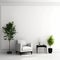 Mockup living room interior with sofa on empty white color wall background,3d rendering and decoration minimal,Generative, AI,