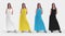 Mockup of a long female dress on a dark-haired girl in heels, white, black, yellow, blue sundress, for design, pattern, front view