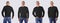 Mockup male textile sweatshirt on a sporty man in blue jeans, front and back view, blank apparel with long sleeves, for design